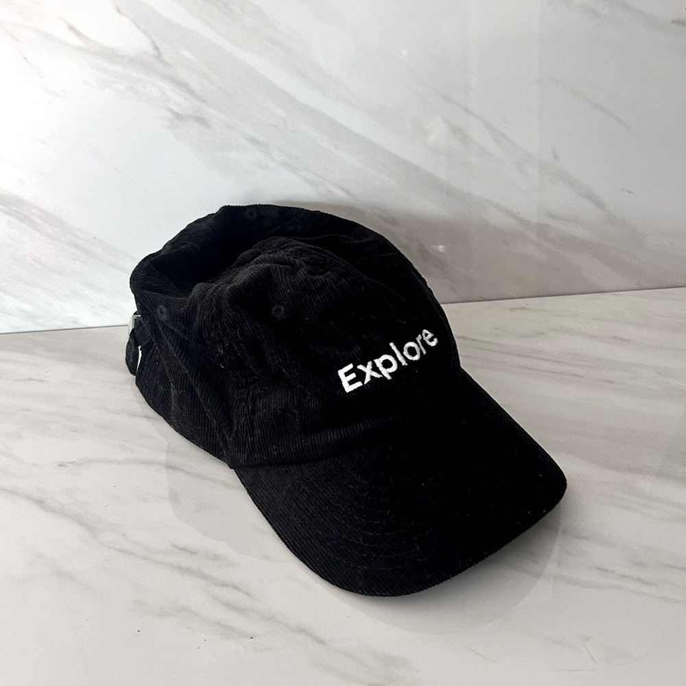 Airbnb Ball Cap Hat Cotton OS Unisex Black Corduroy Embroidered
